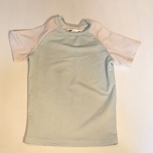 Bermies Seafoam Blue & White Rashguard Swim Shirt Kids 2 EUC